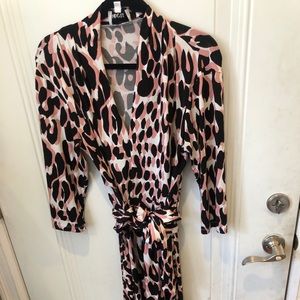 Leota Maya Pink/Black/White Leopard Dress Sz L